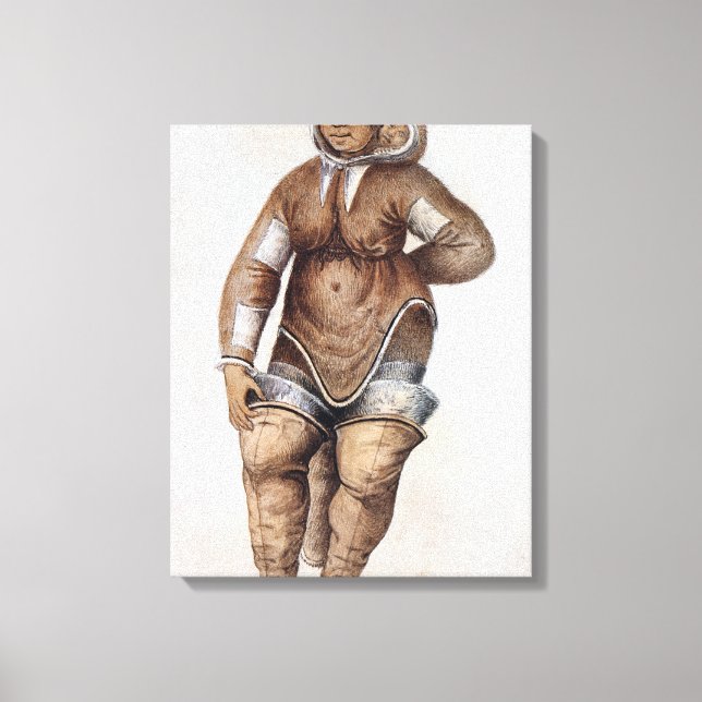 Eskimo Woman och Baby Canvastryck (Framsida)