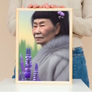 Eskimo Woman of Lupin & Phlox Digital Art Poster