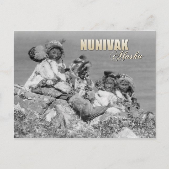 Eskimobarn i kostym, NuniSlovakia, Alaska Vykort (Framsida)