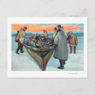 Eskimos Launching Whaling Boat Vykort