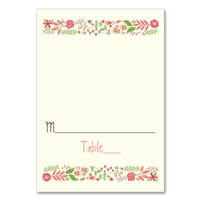 Eskort för korallpsill blommigt bröllop bordsnummer (Framsidan)