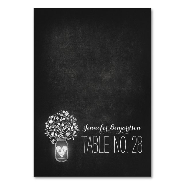 Eskort placerar kort i schalkboard Mason burk (Framsidan)