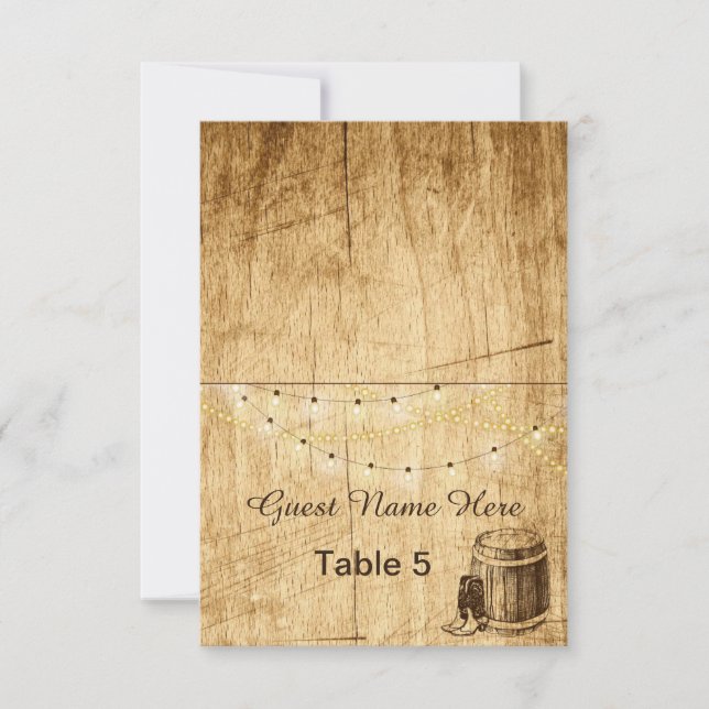 Eskortkort - Landsbygdbröllop med cowboystövlar Inbjudningar (Framsida)