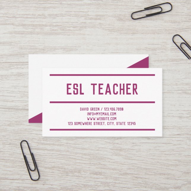 ESL English Teacher Visitkort (Fram/Back In Situ)