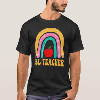Esl Lärare Regnbåge Penna Kvinnor Tillbaka Till Sk T Shirt