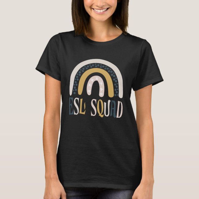 ESL Squad Teacher Crew Team Back to school Boho Ra T Shirt (Framsida)