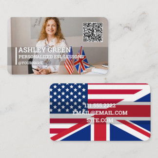 Esl Teacher Anpassningsbar Photo QR Visitkort