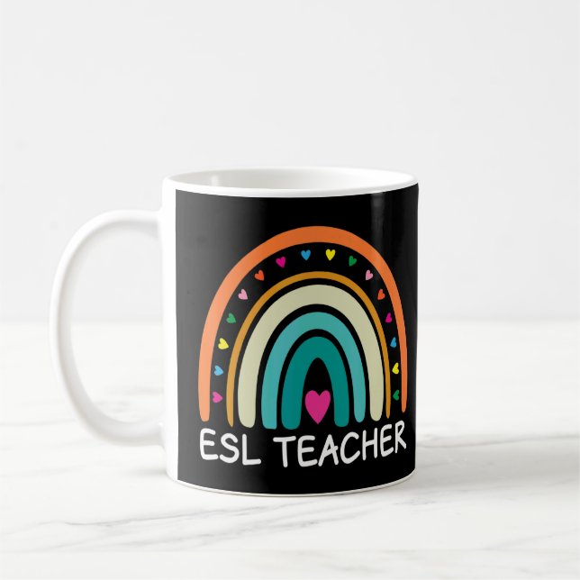 ESL Teacher Boho Rainbow Back to school Appreciati Kaffemugg (Vänster)