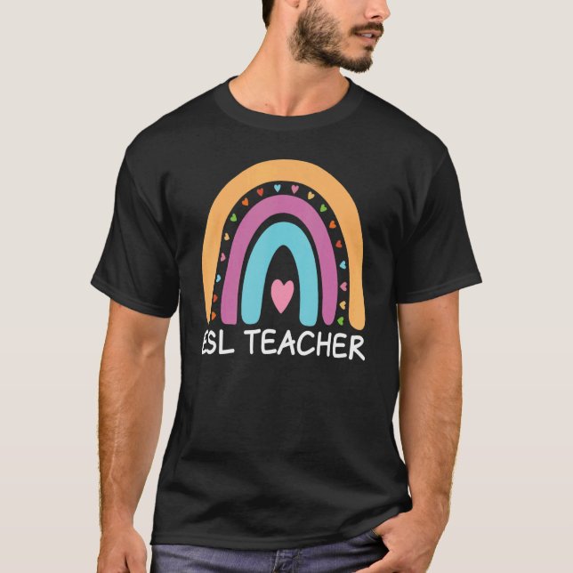 ESL Teacher Boho Rainbow Back To School Appreciati T Shirt (Framsida)