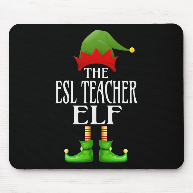Esl Teacher Elf Julafton Funny Family Matching Gro Musmatta (Framsidan)