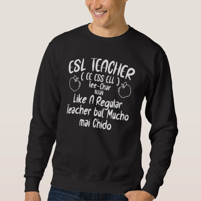 Esl Teacher English as a Second Language Online Sp Lång Ärmad Tröja (Framsida)