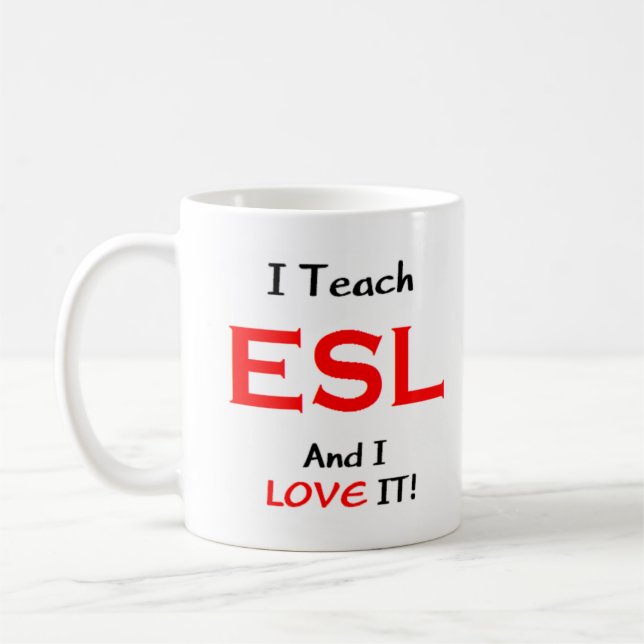 esl undervisa & älska kaffemugg (Vänster)