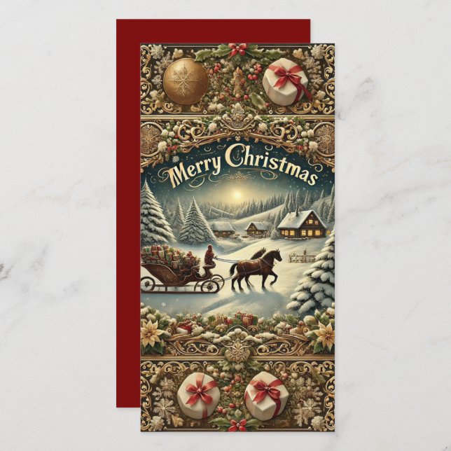 ESleigh Ride to jul Cheer Helgdag Card Julkort (Fram/baksida)