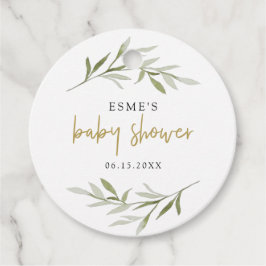 ESME Bohemian Greenery & Guld Baby Shower Gåvor Etiketter