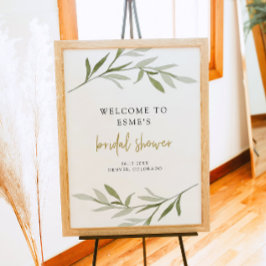 ESME Bohemian Greenery Guld Bröllopsfest Välkomsts Poster