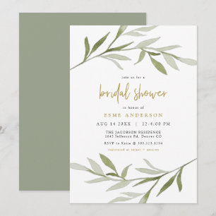 ESME Bohemian Greenery & Guld Möhippa Inbjudningar