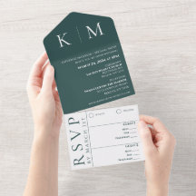 Esmerald Grönt och White-Monogram-Bröllop-