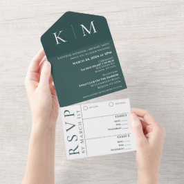 Esmerald Grönt och White-Monogram-Bröllop-