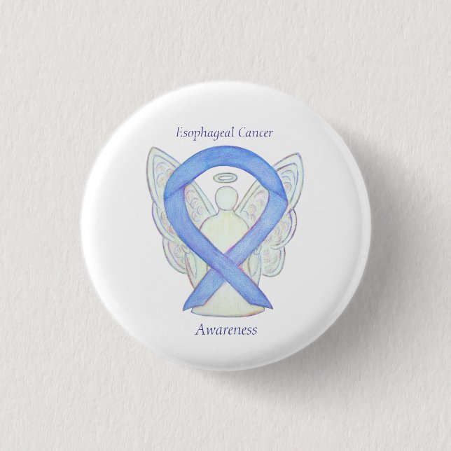 Esofageal Cancer Angel Awareness Ribbon Art Pin Knapp (Framsida)