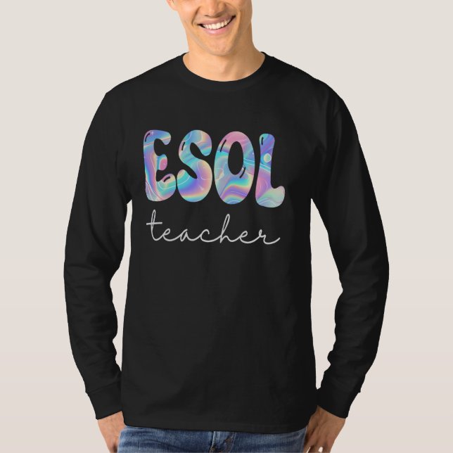 ESOL Teacher Groovy Back to school Cute Teacher W T Shirt (Framsida)