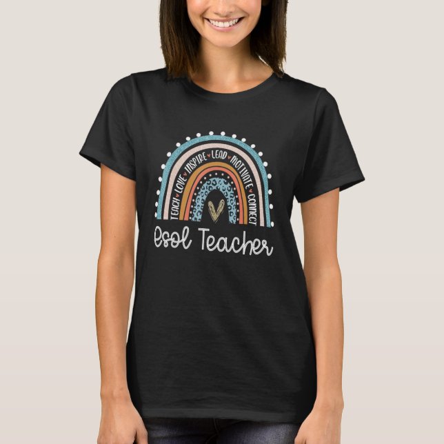 Esol Teacher Squad Back to school Boho Rainbow Esl T Shirt (Framsida)