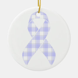 Esophageal Cancer Awareness Plaid Periwinkle Julgransprydnad Keramik