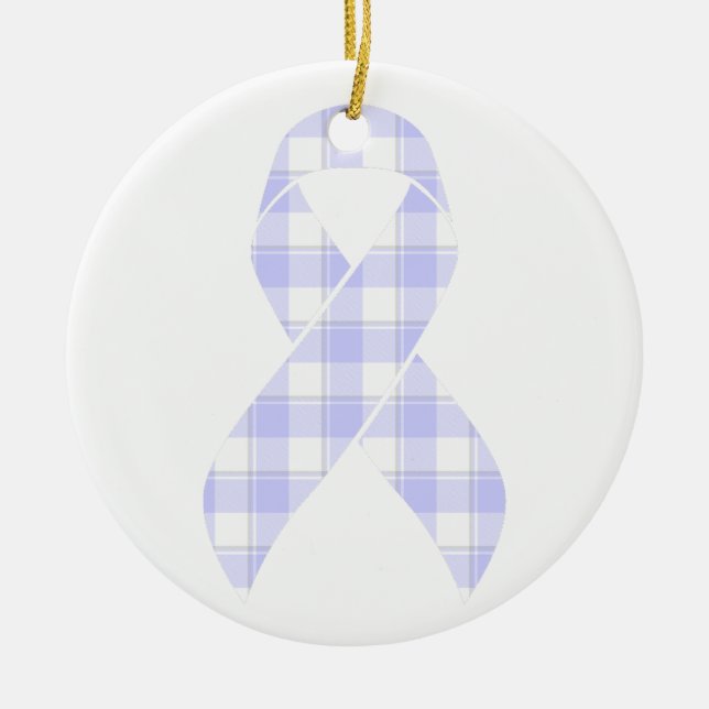 Esophageal Cancer Awareness Plaid Periwinkle Julgransprydnad Keramik (Framsidan)