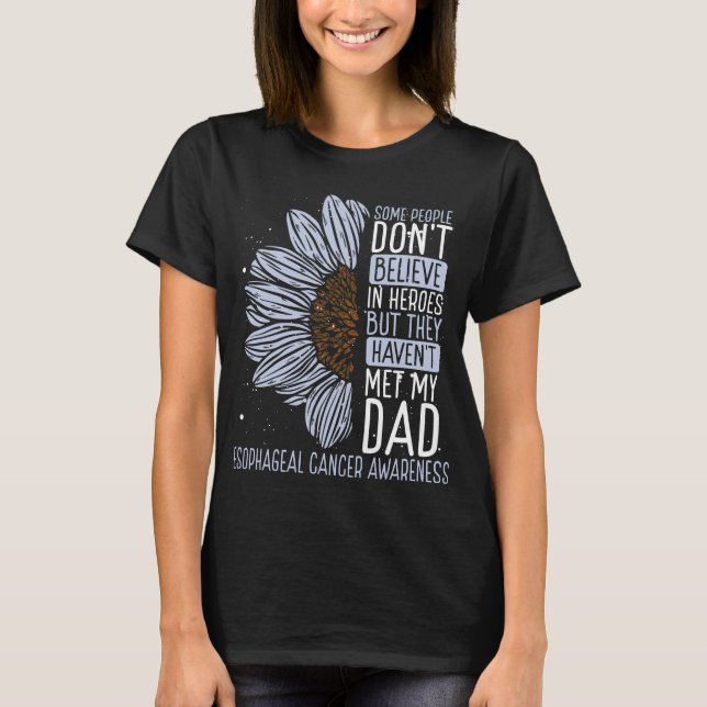 Esophageal Cancer Awareness Ribbon Dad Warrior T Shirt (Framsida)
