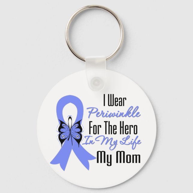 Esophageal Cancer Ribbon Hero My Mamma Nyckelring (Framsida)