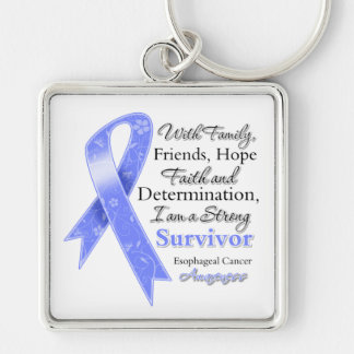 Esophageal Cancer Support Strong Survivor Fyrkantig Silverfärgad Nyckelring