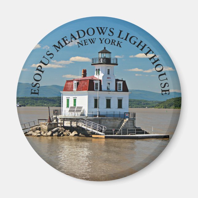 Esopus Meadows Lighthouse, New York Round Magnet (Framsidan)