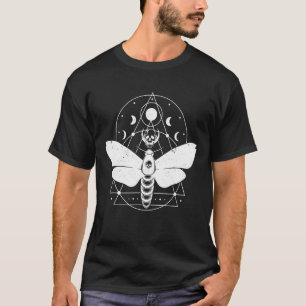 Esoteric Andlig Måne Phases Moth Creepy Line Ar T Shirt