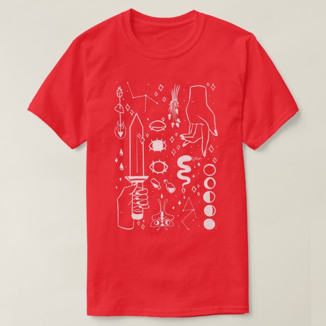 Esoteric Andlig Witch Saker Art Design Illustra T Shirt (Design framsida)