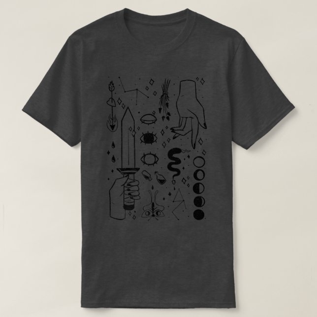 Esoteric Andlig Witch Saker Art Design Illustra T Shirt (Design framsida)