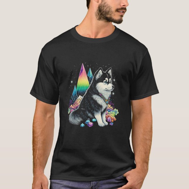 Esoteric Husky Dog Crystals Cute Illustration  1 T Shirt (Framsida)