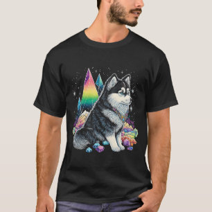 Esoteric Husky Hund Crystals Cute Illustration T Shirt