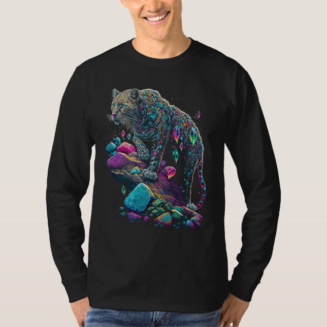 Esoteric Leopard Crystals Cute Illustration  2 T Shirt (Framsida)