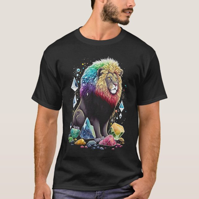 Esoteric Lion Crystals Cute Illustration  2 T Shirt (Framsida)