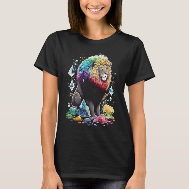 Esoteric Lion Crystals Cute Illustration  2 T Shirt (Framsida)