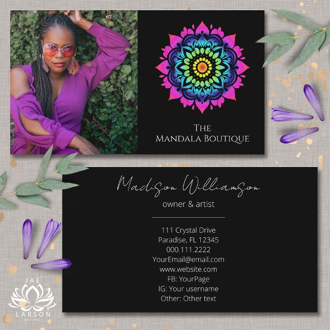 Esoteric Mandala Holistic Metaphysical Boho Photo Visitkort (Skapare uppladdad)