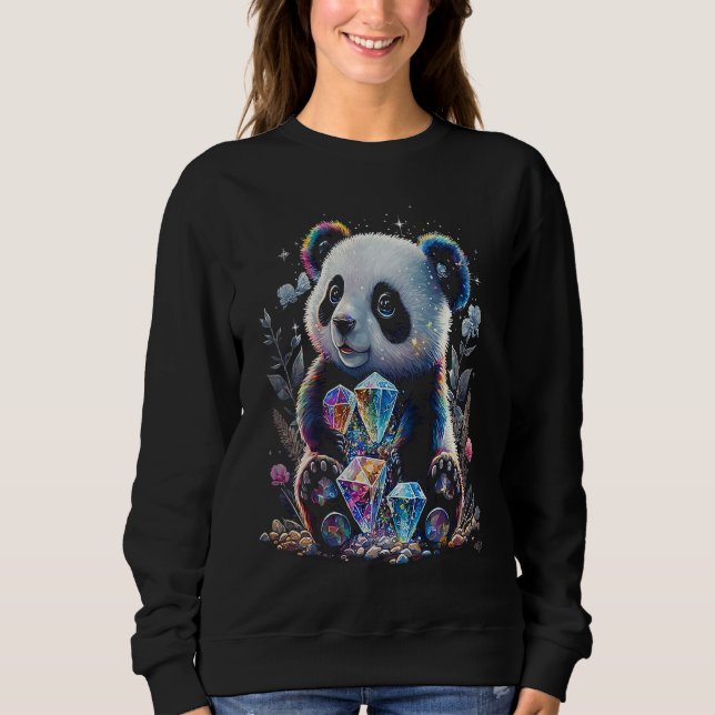 Esoteric Panda Crystals Cute Illustration  1 T Shirt (Framsida)