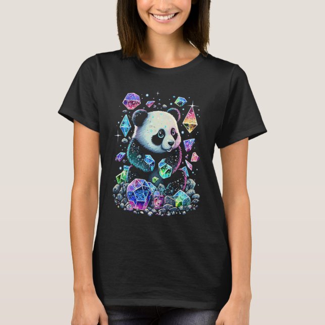 Esoteric Panda Crystals Cute Illustration 1 T Shirt (Framsida)
