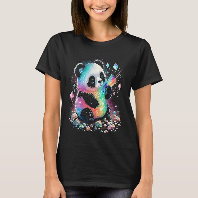 Esoteric Panda Crystals Cute Illustration 2 T Shirt (Framsida)