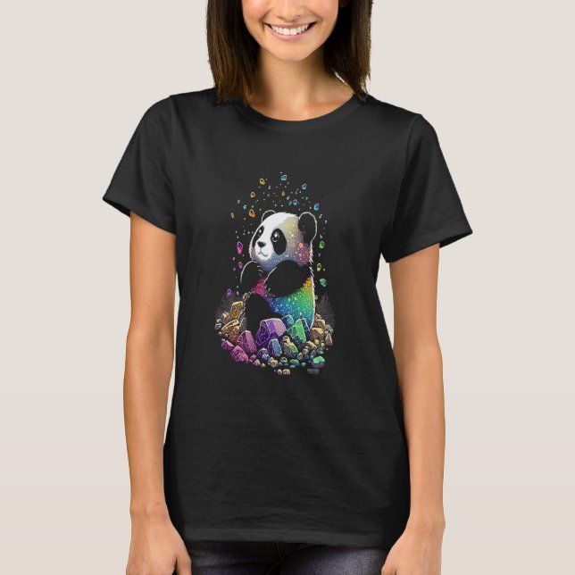 Esoteric Panda Crystals Cute Illustration  2 T Shirt (Framsida)