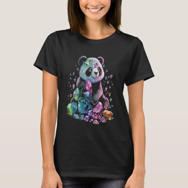 Esoteric Panda Crystals Cute Illustration  3 T Shirt (Framsida)