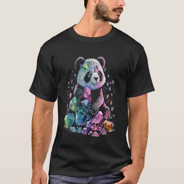 Esoteric Panda Crystals Cute Illustration 3 T Shirt (Framsida)