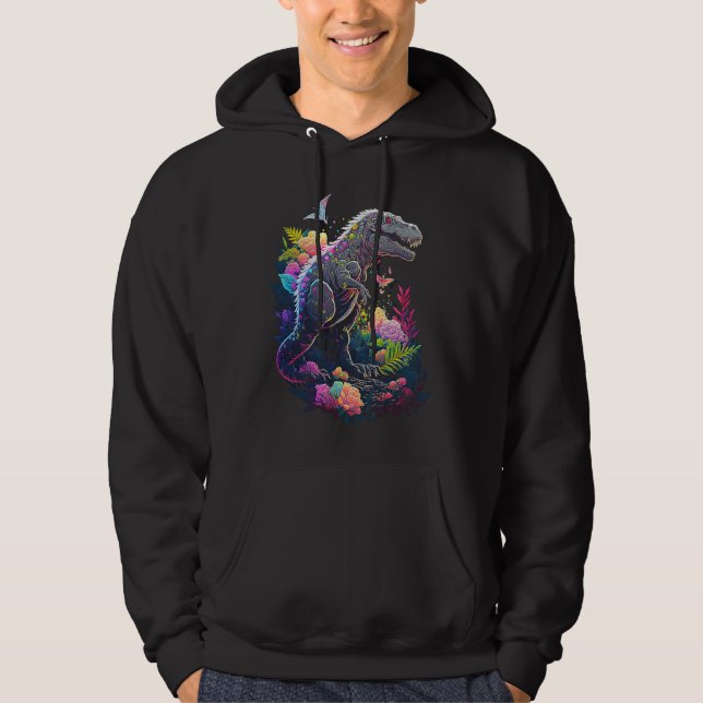 Esoteric Rex Trex Crystals Cute Illustration  2 Hoodie (Framsida)