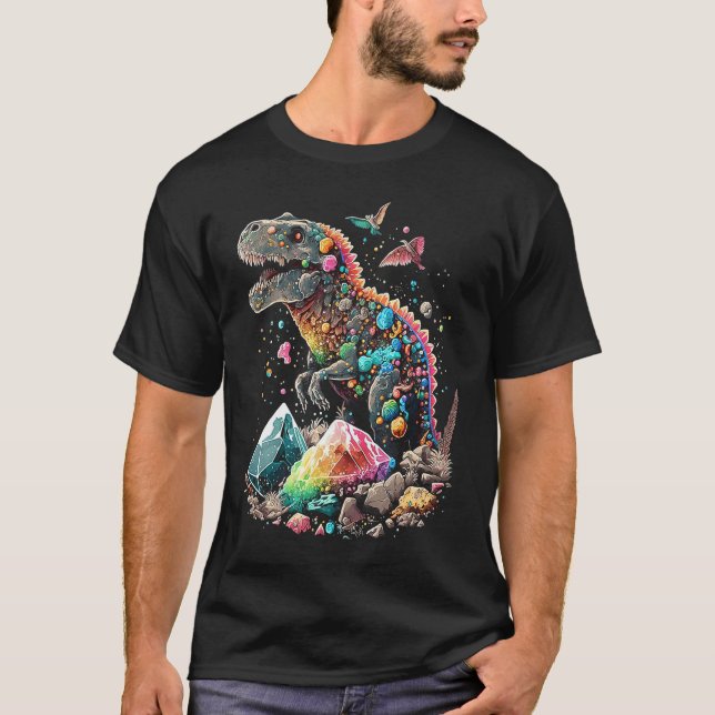 Esoteric Rex Trex Crystals Cute Illustration  2 T Shirt (Framsida)