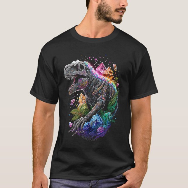 Esoteric Rex Trex Crystals Cute Illustration  3 T Shirt (Framsida)