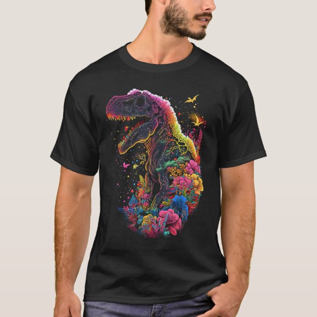 Esoteric Rex Trex Crystals Cute Illustration 4 T Shirt (Framsida)